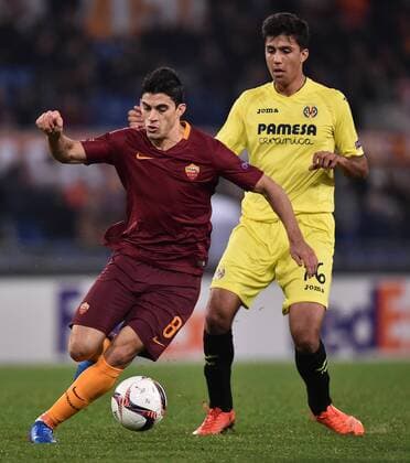 Diego Perotti Roma, Rodrigo Hernandez Villarreal Roma 23-02-2017 Stadio Olimpico Football Europa League 2016 2017 Round of 32 AS Roma - Villarreal AndreaxStaccioli
