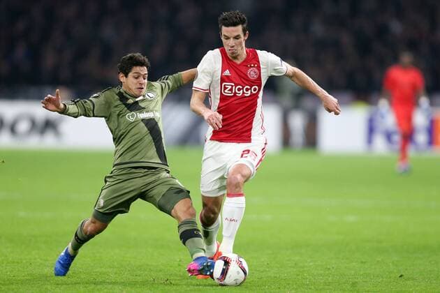 AMSTERDAM 23.02.2017 UEFA EUROPA LEAGUE SECOND LEG MATCH: AJAX AMSTERDAM - LEGIA WARSAW GUILHERME NICK VIERGEVER  170223PYK1029