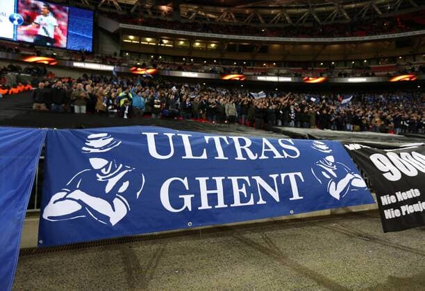 Gent s fans get behind their side during the Europa League Round of 32 Cup match at the Wembley Stadium, London. Picture date February 23rd, 2017 Pic David Klein Sportimage EDITORIAL USE ONLY. No use with unauthorised audio, video, data, fixture lists, club league logos or live services. Online in-match use limited to 120 images, no video emulation. No use in betting, games or single club league player publications.