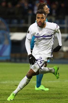 Anderlecht s Isaac Kiese Thelin celebrates after scoring during a game between Russian team FC Zenit and Belgian soccer team RSC Anderlecht, return leg of the 1 16 finals of the Europa League competition, Thursday 23 February 2017, in Saint Petersburg, Russia. Anderlecht won 2-0 the first leg. VIRGINIExLEFOUR  x05053425x