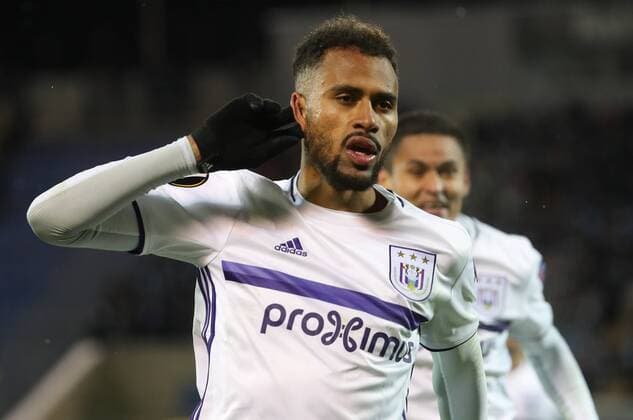Anderlecht s Isaac Kiese Thelin celebrates after scoring during a game between Russian team FC Zenit and Belgian soccer team RSC Anderlecht, return leg of the 1 16 finals of the Europa League competition, Thursday 23 February 2017, in Saint Petersburg, Russia. Anderlecht won 2-0 the first leg. VIRGINIExLEFOUR  x05053411x