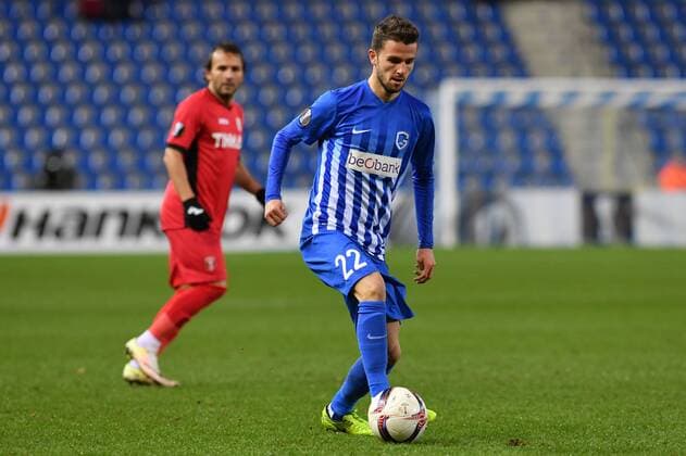Genk s Siebe Schrijvers pictured during a game between Belgian soccer team RC Genk and Romanian Club Astra Giurgiu, return leg of the 1 16 finals of the Europa League competition Thursday 23 February 2017, in Genk. First leg result was 2-2. LUCxCLAESSEN  x05053435x