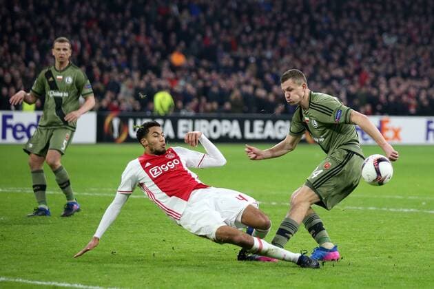 AMSTERDAM 23.02.2017 UEFA EUROPA LEAGUE SECOND LEG MATCH: AJAX AMSTERDAM - LEGIA WARSAW 1:0 JAIRO RIEDEWALD TOMAS NECID ---  170223PYK1054