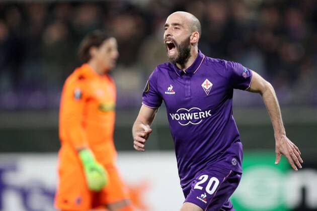 Fußball, EL, AC Florenz - Borussia Mönchengladbach Iglesias Borja Valero Fiorentina goal celebration Fiorentina Firenze 23-02-2017 Stadio Artemio Franchi Fiorentina - Borussia Mönchengladbach Fiorentina - Borussia M gladbach Europa League 2016 2017 - Round of 16 2nd leg lucaxpagliaricci