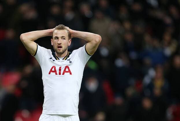 Tottenham s Harry Kane looks on dejected during the Europa League Round of 32 Cup match at the Wembley Stadium, London. Picture date February 23rd, 2017 Pic David Klein Sportimage EDITORIAL USE ONLY. No use with unauthorised audio, video, data, fixture lists, club league logos or live services. Online in-match use limited to 120 images, no video emulation. No use in betting, games or single club league player publications.