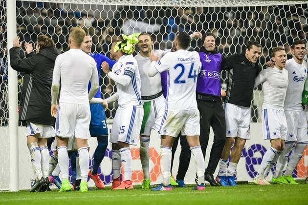 Robin Olsen, Erik Johansson - Kopenhagen, Dänemark - Fussball, Europa League, FC Kopenhagen vs. PFC Ludogorets Razgrad.  Copyright: PETTERxARVIDSON BB170223PA058
