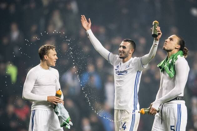Ludwig Augustinsson, Youssef Toutouh, Erik Johansson - Kopenhagen, Dänemark - Fussball, Europa League, FC Kopenhagen vs. PFC Ludogorets Razgrad.  Copyright: PETTERxARVIDSON BB170223PA087