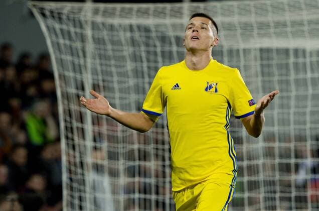 Dmitrij Poloz of Rostov reacts during the Europa League round of 32 play off soccer match between AC Sparta Praha and FK Rostov in Prague, Czech Republic, on Thursday, February 23, 2017. (CTKxPhoto VitxSimanek) CTKPhotoP201702231097001  VIS 001