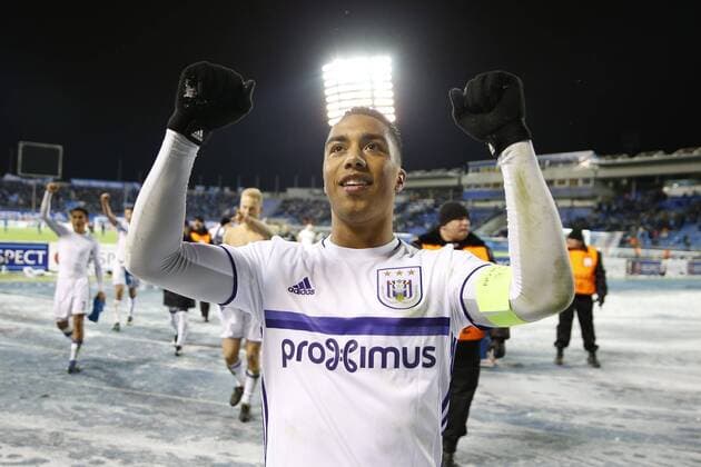 SAINT PETERSBURG, RUSSIA - 23 FEBRUARY : Youri Tielemans midfielder of RSC Anderlecht celebrates during the match between Zenit St. Petersburg and Rsc Anderlecht - UEFA Europa League Round of 32: second Leg in St.Petersburg, Russia , 23 02 2017. FOOTBALL : Zenit Saint Petersbourg vs Anderlecht - Europa League - 23 02 2017 PhotoNews Panoramic  687875989