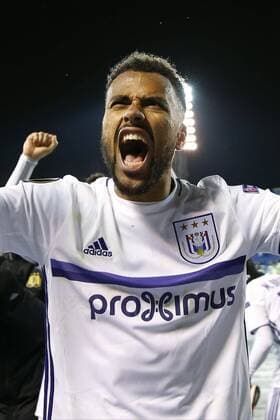 SAINT PETERSBURG, RUSSIA - 23 FEBRUARY : Isaac Kiese Thelin forward of RSC Anderlecht scores and celebrates during the match between Zenit St. Petersburg and Rsc Anderlecht - UEFA Europa League Round of 32: second Leg in St.Petersburg, Russia , 23 02 2017. FOOTBALL : Zenit Saint Petersbourg vs Anderlecht - Europa League - 23 02 2017 PhotoNews Panoramic  687875989