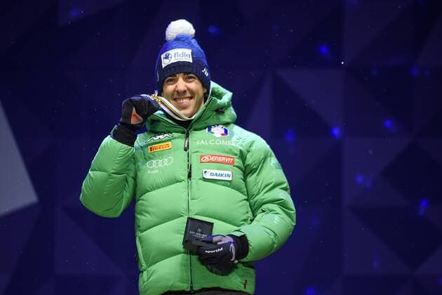Ski Nordisch, WM in Lahti, Siegerehrung im Langlauf-Sprint Federico Pellegrino, Italien - Lahti, Finnland - Nordische Ski WM, Langlauf.  Copyright: CARLxSANDIN BB170224CS099