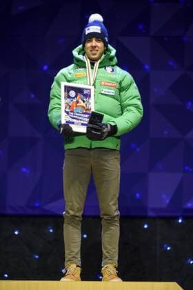 Ski Nordisch, WM in Lahti, Siegerehrung im Langlauf-Sprint Federico Pellegrino, Italien - Lahti, Finnland - Nordische Ski WM, Langlauf.  Copyright: CARLxSANDIN BB170224CS102