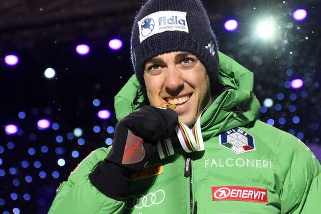 Ski Nordisch, WM in Lahti, Siegerehrung im Langlauf-Sprint Federico Pellegrino, Italien - Lahti, Finnland - Nordische Ski WM, Langlauf.  Copyright: CARLxSANDIN BB170224CS109