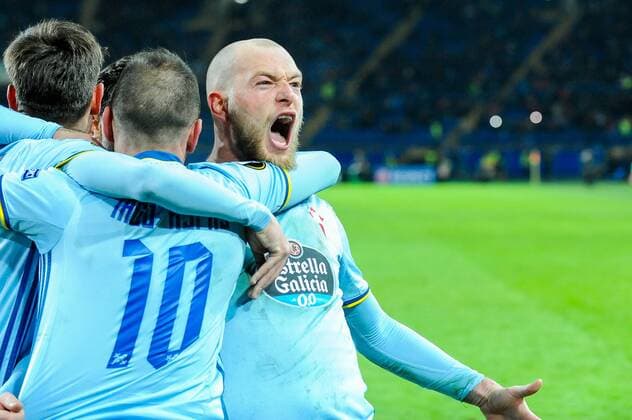 Fußball, EL, Schachtar Donezk - Celta de Vigo February 23, 2017 - Kharkiv, Ukraine - John Guidetti (FC Celta player) during the Europa League Round of 32 reverse match between Shakhtar (Donetsk, Ukraine) and Celta (Vigo, Spain) at Metalist Stadium on February 23, 2017 in Kharkiv, Ukraine Shakhtar Donetsk v Celta Vigo - UEFA Europa League Round of 32: Second Leg  - ZUMAn230 20170223_zaa_n230_628 Copyright: xAnatoliyxCherkasovx