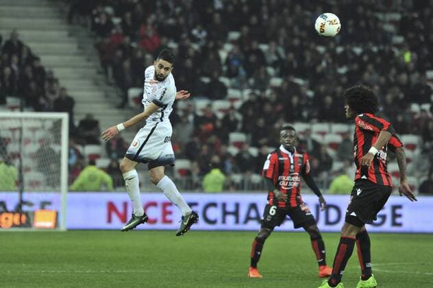 ryad boudebouz (montpellier) - jean michael seri (ogcnice) - dante (ogcnice) - Fussball Frankreich, Ligue 1, OGC Nice vs. Montpellier HSC - 24 02 2017 NorbertScanella Panoramic 
