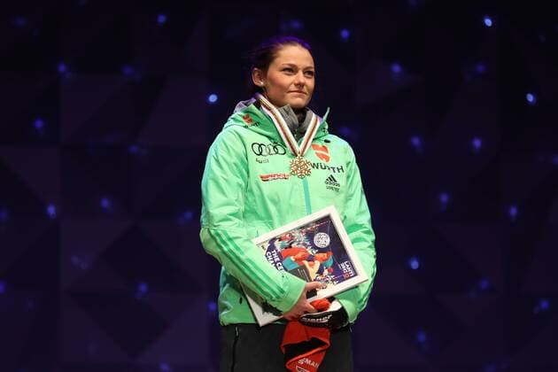 NORDIC SKIING - FIS WC Lahti 2017 LAHTI,FINLAND,25.FEB.17 - NORDIC SKIING, Ski jumping Skispringen Ski nordisch - FIS Nordic World Ski Championships, normal hill, ladies, award ceremony. Image shows Carina Vogt (GER). GEPAxpictures xDanielxGoetzhaber