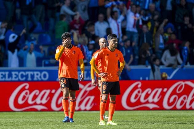 Fußball, CD Alaves - FC Valencia LaLiga match between CD Alaves and FC Valencia. In this picture, Enzo Perez, Abdennour and Garay. xjuanxmanuelxserranoxarcex 