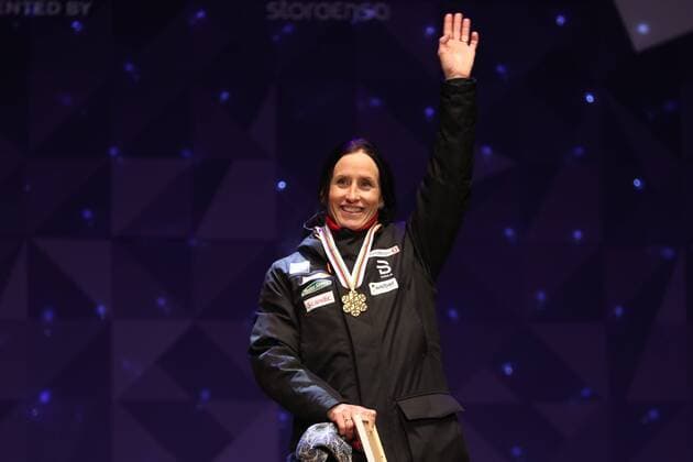 NORDIC SKIING - FIS WC Lahti 2017 LAHTI,FINLAND,25.FEB.17 - NORDIC SKIING, Ski jumping Skispringen Ski nordisch - FIS Nordic World Ski Championships, 7,5+7,5km Skiathlon, ladies, award ceremony. Image shows Marit Bjoergen (NOR). Keywords: medal. GEPAxpictures xDanielxGoetzhaber