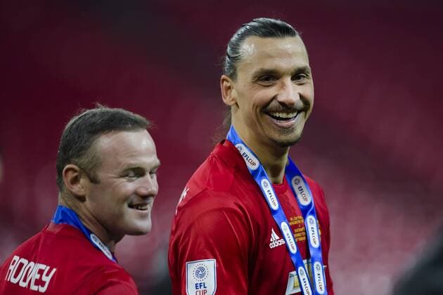 170226 Manchester Uniteds Wayne Rooney - Zlatan Ibrahimovic Jubel - - Finale League Cup ENG - Manchester United ManU - FC Southampton den 26 februar 2017 in London.  Copyright: JOELxMARKLUND BB170226JM071