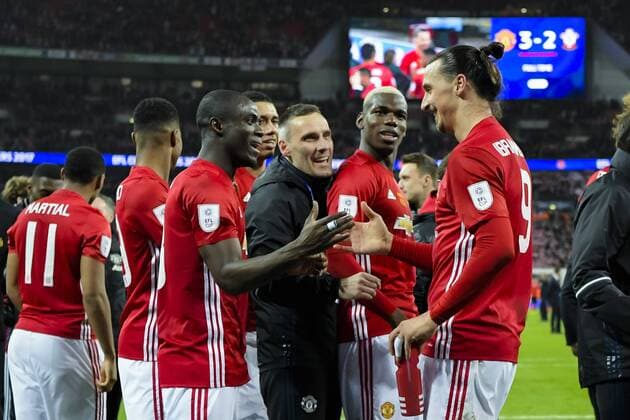 170226 Manchester Uniteds Zlatan Ibrahimovic Jubel - Schlussjubel Finale League Cup ENG Manchester United ManU och Southampton den 26 februar 2017 i London Wembley.  Copyright: JOELxMARKLUND BB170226JM072