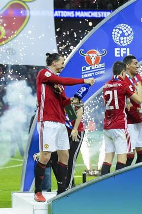 170226 Manchester Uniteds Zlatan Ibrahimovic Jubel - Finale League Cup ENG - Manchester United ManU - FC Southampton den 26 februar 2017 in London.  Copyright: JOELxMARKLUND BB170226JM077