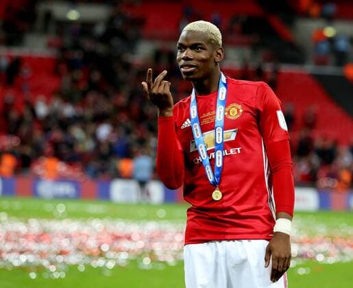 Paul Pogba of Manchester United ManU celebrates with his medal during the English Football League Cup Final match at the Wembley Stadium, London. Picture date: February 26th, 2017.Pic credit should read: David Klein Sportimage EDITORIAL USE ONLY. No use with unauthorised audio, video, data, fixture lists, club league logos or live services. Online in-match use limited to 120 images, no video emulation. No use in betting, games or single club league player publications.