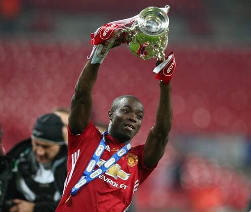 Eric Bailly of Manchester United ManU celebrates with the trophy during the English Football League Cup Final match at the Wembley Stadium, London. Picture date: February 26th, 2017.Pic credit should read: David Klein Sportimage EDITORIAL USE ONLY. No use with unauthorised audio, video, data, fixture lists, club league logos or live services. Online in-match use limited to 120 images, no video emulation. No use in betting, games or single club league player publications.