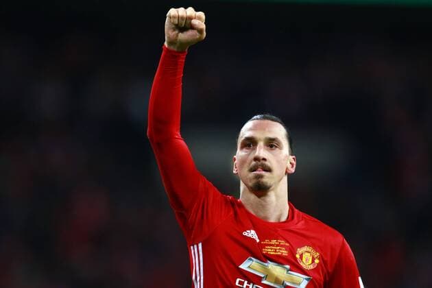Bilder des Tages - SPORT Zlatan Ibrahimovic (MU) celebrates scoring the winning goal (3-2) during the EFL Cup Final between Manchester United ManU and Southampton, played at Wembley Stadium on February 26, 2017. 
