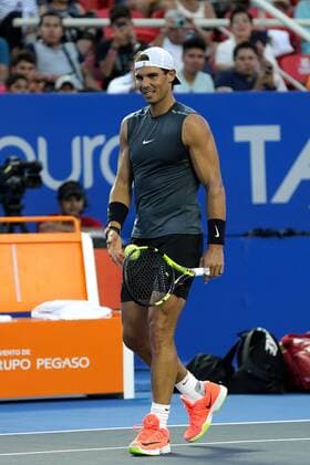 Spanish tennis player Rafa Nadal during a training session at the Mexico Open, that starts tomorrow in Acapulco, Guerrero, Mexico, 26 February 2017. Nadal, 7th at the ATP Tennis Herren ranking, confessed that at the age of 30 he is not obsessed with being the number one of the world s tennis. RAFA NADAL: AT MY AGE I DON T FIGHT FOR THE NUMBER ONE !ACHTUNG: NUR REDAKTIONELLE NUTZUNG!  Copyright: xJosexMendezx MEX001 20170227-636237589167860430