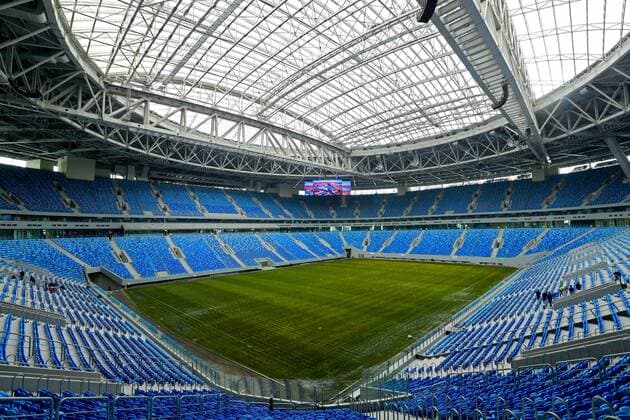 ST PETERSBURG, RUSSIA - FEBRUARY 27, 2017: Zenit Arena Stadium. The FIFA inspection committee is satisfied with the stadium s readiness to host 2017 FIFA Confederations Cup and 2018 FIFA World Cup WM Weltmeisterschaft Fussball matches. Alexander Demianchuk TASS  TS042CBB