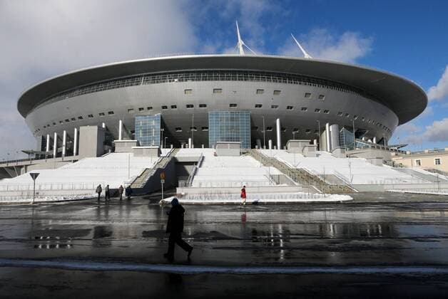 ST PETERSBURG, RUSSIA - FEBRUARY 27, 2017: A view of Zenit Arena Stadium. The FIFA inspection committee is satisfied with the stadium s readiness to host 2017 FIFA Confederations Cup and 2018 FIFA World Cup WM Weltmeisterschaft Fussball matches. Alexander Demianchuk TASS  TS042CBF