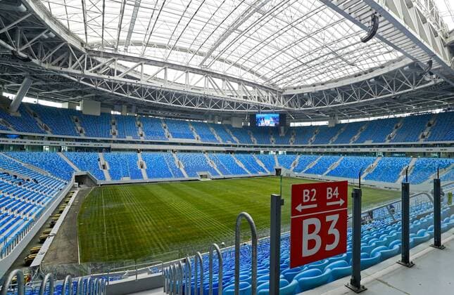 ST PETERSBURG, RUSSIA - FEBRUARY 27, 2017: Zenit Arena Stadium. The FIFA inspection committee is satisfied with the stadium s readiness to host 2017 FIFA Confederations Cup and 2018 FIFA World Cup WM Weltmeisterschaft Fussball matches. Alexander Demianchuk TASS  TS042CC1