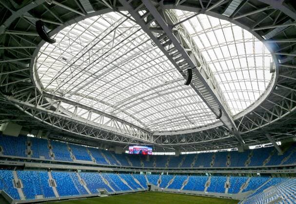 ST PETERSBURG, RUSSIA - FEBRUARY 27, 2017: Zenit Arena Stadium. The FIFA inspection committee is satisfied with the stadium s readiness to host 2017 FIFA Confederations Cup and 2018 FIFA World Cup WM Weltmeisterschaft Fussball matches. Alexander Demianchuk TASS  TS042CC3