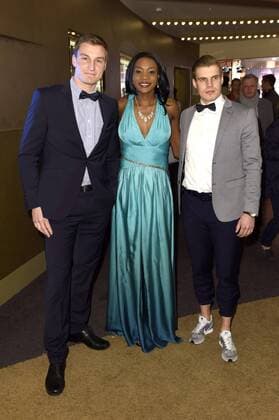 Thomas Röhler, Sosthene Moguenara und Julian Reus bei der Weltpremiere des Imagefilms Urban Records zur Leichtathletik-EM Berlin 2018 im Zoo Palast. Berlin, 27.02.2017 Foto:xF.xKernx xFuturexImage