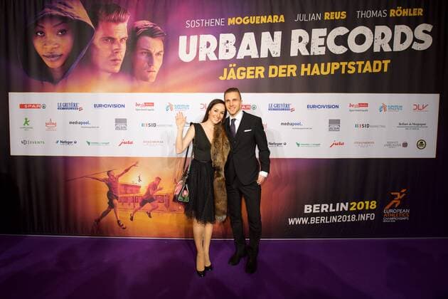 Leichtathletik Berlin 27.02.2017 BEM 2018 Leichtathletik EM 2018 in berlin Weltpremiere von Urban Records Image Film Zoo Palast Berlin Peter Pekarik Hertha BSC Berlin Fussball mit Ehefrau Lujza