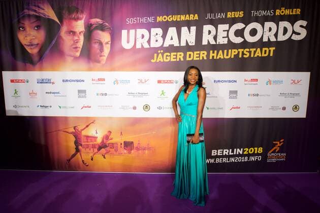 Leichtathletik Berlin 27.02.2017 BEM 2018 Leichtathletik EM 2018 in berlin Weltpremiere von Urban Records Image Film Zoo Palast Berlin Sosthene Moguenara Weitsprung