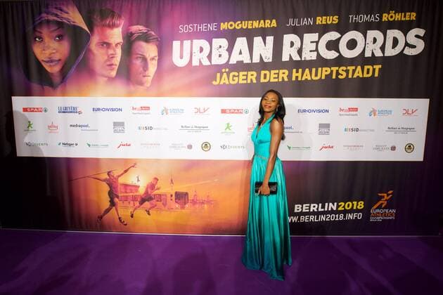 Leichtathletik Berlin 27.02.2017 BEM 2018 Leichtathletik EM 2018 in berlin Weltpremiere von Urban Records Image Film Zoo Palast Berlin Sosthene Moguenara Weitsprung