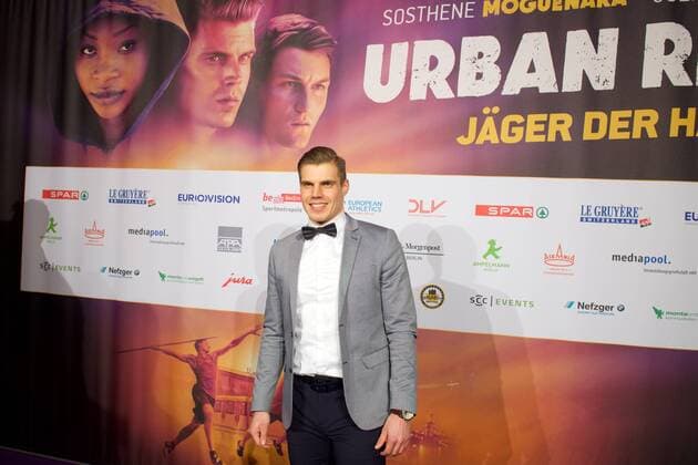 Leichtathletik Berlin 27.02.2017 BEM 2018 Leichtathletik EM 2018 in berlin Weltpremiere von Urban Records Image Film Zoo Palast Berlin Julian Reus Sprint 100m
