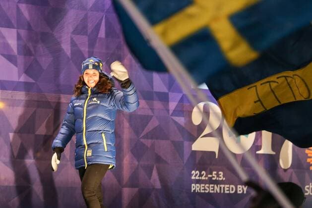 Ski Nordisch, WM in Lahti, Siegerehrung 10km Langlauf der Damen am Abend February 28, 2017 - Lahti, Finland - Charlotte Kalla (SWE), during the Award Ceremony after Ladies cross-country 10.0km Individual Classic final, at FIS Nordic World Ski Championship 2017 in Lahti On Tuesday, February 28, 2017, in Lahti, Finland. Women s Cross Country Distance - FIS Nordic World Ski Championships  - ZUMAn230 20170228_zaa_n230_379 Copyright: xFotoxOlimpikx