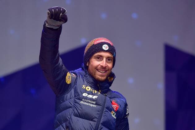 NORDIC SKIING - FIS WC Lahti 2017 LAHTI,FINLAND,01.MAR.17 - NORDIC SKIING, NORDIC COMBINED - FIS Nordic World Ski Championships, large hill, 10km Gundersen, award ceremony. Image shows the rejoicing of Francois Braud (FRA). GEPAxpictures xFlorianxErtl