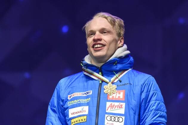 Nordische Ski-WM, 15km Langlauf der Herren, Siegerehrung Iivo Niskanen, Finland - Lahti, Finnland - Nordische Ski WM, Langlauf, Siegerehrung.  Copyright: CARLxSANDIN BB170301CS182