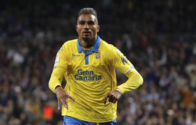 Fußball, Real Madrid - UD Las Palmas Ghanian striker Kevin Boateng of UD Las Palmas jubilates a goal, the third against Real Madrid, during their Liga Primera Division 25th round match at Santiago Bernabeu stadium in Madrid, Spain, 01 March 2017. REAL MADRID VS. LAS PALMAS !ACHTUNG: NUR REDAKTIONELLE NUTZUNG!  Copyright: xJuanJoxMartinx MAD001 20170302-636240110692867685