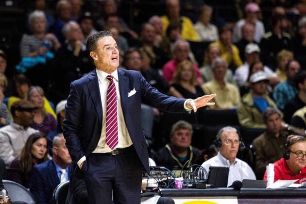 March 1, 2017: Cardinals head coach Rick Pitino talks to his defense in the NCAA College League USA Basketball matchup at LJVM Coliseum in Winston-Salem, NC. ( Cal Media) NCAA Womens Basketball 2017: Louisville at Wake Forest MAR 01 - ZUMAc04_ 20170301_zaf_c04_198 Copyright: xScottxKinserx
