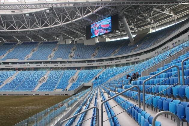 February 27, 2017. - Russia, Saint Petersburg. - FIFA commission tours Krestovsky Stadium (Saint Petersburg Arena). In picture: the stands of the Krestovsky Stadium (Saint Petersburg Arena). PhotoagencyxInterpress 