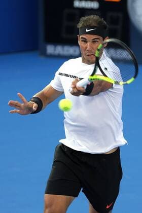 Spanish tennis player Rafa Nadal returns the ball to Japanese Yoshihito Nishioka during their Mexico Tennis Open match in Acapulco, Mexico, 02 March 2017. MEXICO TENNIS OPEN !ACHTUNG: NUR REDAKTIONELLE NUTZUNG!  Copyright: xJoséxMéndezx MEX001 20170303-636241026022993193