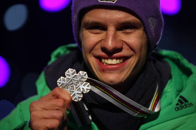 NORDIC SKIING - FIS WC Lahti 2017 LAHTI,FINLAND,03.MAR.17 - NORDIC SKIING, Ski jumping Skispringen Ski nordisch - FIS Nordic World Ski Championships, large hill, men, award ceremony. Image shows Andreas Wellinger (GER). kewords: medal. GEPAxpictures xDanielxGoetzhaber