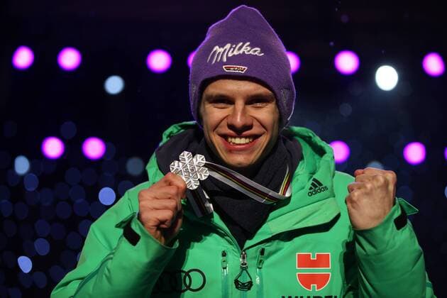 NORDIC SKIING - FIS WC Lahti 2017 LAHTI,FINLAND,03.MAR.17 - NORDIC SKIING, Ski jumping Skispringen Ski nordisch - FIS Nordic World Ski Championships, large hill, men, award ceremony. Image shows Andreas Wellinger (GER). kewords: medal. GEPAxpictures xDanielxGoetzhaber