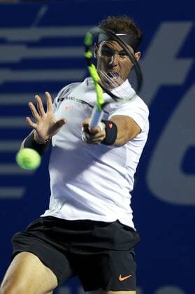 Spanish tennis player Rafael Nadal returns the ball to Croatian Marin Cilic during their Mexico Tennis Open semifinal match in Acapulco, Guerrero, Mexico, 03 March 2017. MEXICO TENNIS OPEN SEMIFINALS !ACHTUNG: NUR REDAKTIONELLE NUTZUNG!  Copyright: xJosexMendezx MEX010 20170304-636241932666917967