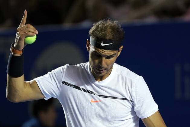 Spanish tennis player Rafael Nadal claims for a point against Croatian Marin Cilic during their Mexico Tennis Open semifinal match in Acapulco, Guerrero, Mexico, 03 March 2017. MEXICO TENNIS OPEN SEMIFINALS !ACHTUNG: NUR REDAKTIONELLE NUTZUNG!  Copyright: xJosexMendezx MEX010 20170304-636241933285138041