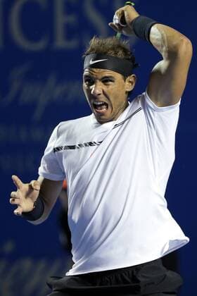 Spanish tennis player Rafael Nadal returns the ball to Croatian Marin Cilic during their Mexico Tennis Open semifinal match in Acapulco, Guerrero, Mexico, 03 March 2017. MEXICO TENNIS OPEN SEMIFINALS !ACHTUNG: NUR REDAKTIONELLE NUTZUNG!  Copyright: xJosexMendezx MEX010 20170304-636241977132430711